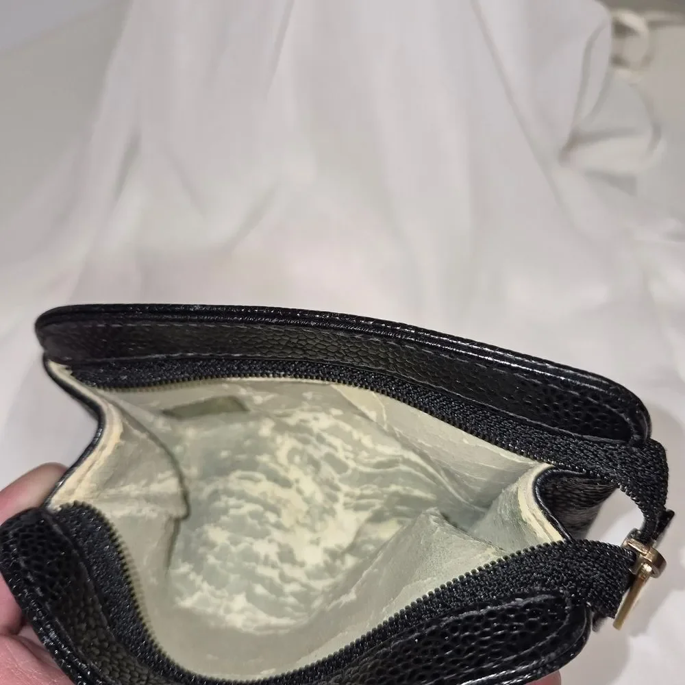 100% Authentic Chanel Black Caviar Leather Pouche
